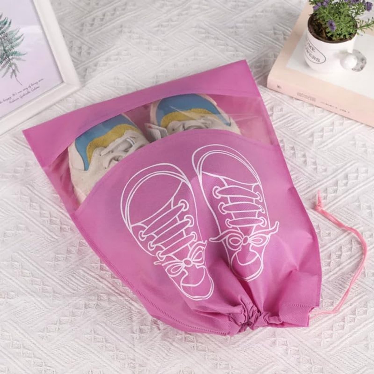 Shoe Bags - Pack of 5 - Shoe Bag - Travel and Storage Bag - Water-Repellent - Travel Organizer - Pink (36*26.5 cm) - Image 5