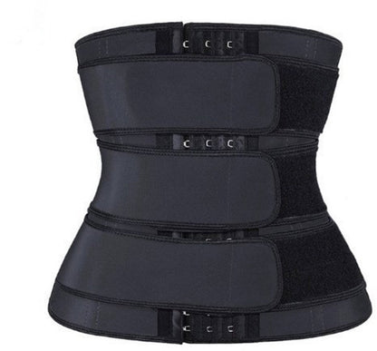 Women Sweat Reducer Training Belt - Sweatband - Waist Trainer - Slimming Belly Band - 3-Row Closure & Breathable Material - Extended Sizes (S to 6XL) - Black, M