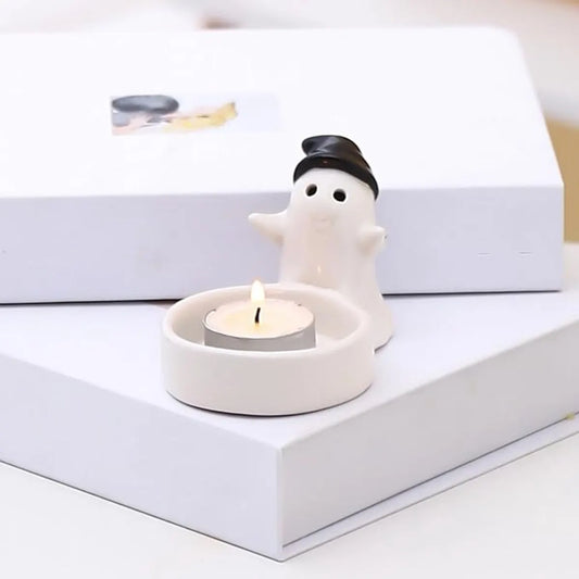 1 Piece - Ceramic Ghost Candle Holder - Cute Ghost Ornament - Birthday Gift - Desk Decoration (Style 1) - Image 2