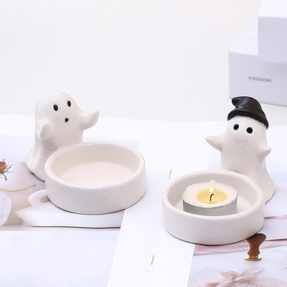 1 Piece - Ceramic Ghost Candle Holder - Cute Ghost Ornament - Birthday Gift - Desk Decoration (Style 1) - Image 4