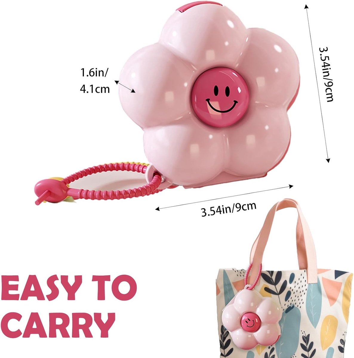 Mini Pill Box - Portable Jewelry Box - Flower-Shaped Storage Box - For storing small accessories - Suitable for boys and girls (Pink) - Image 3