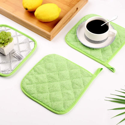 Placemat - Set of 5 Insulation Mats for the Kitchen - Heat Resistant Insulation Mats - Large Coasters for Daily Cooking and Baking (Dimensions: 6.5 x 6.5 Inches, Color: Light Green) - Image 3