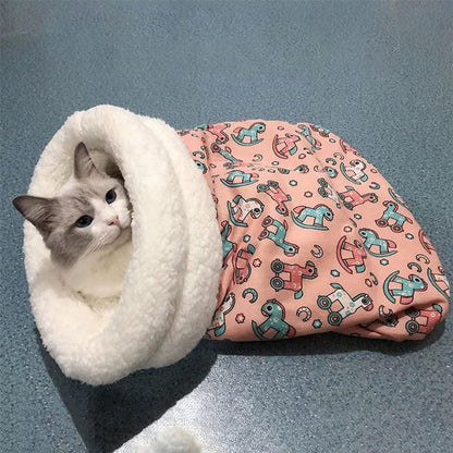 Cat Bed - Pet Sleeping Bag - Warm Pet Bed - Winter Cat House - Suitable for Indoor Use - Comfortable and Sheltered - Give Your Pet a Warm Hideaway (Pink, One Size) - Image 4