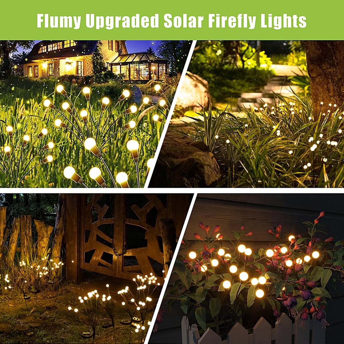 LED Solar Lights - Outdoor Lighting - Solar Garden Lighting - Mood Lighting - LED Solar Garden Lights - Firefly Design - 12 Flower Pots x 2 - Waterproof, Suitable for Outdoor Use - Ideal for Decorating Patio Paths - Warm Tones - Image 3
