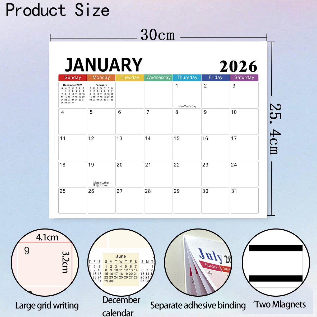 2026-2027 Magnetic Fridge Calendar - Agenda Calendar 2026 - Agenda Calendar 2026 - Calendar 2026 Weekly Calendar - 18 Month Planning Board (Jan 2026 - Jun 2027) - Large Format 30x25 cm - Sustainable Paper - Image 2