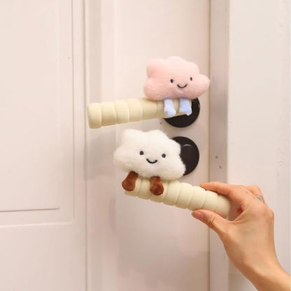 Protective Cover - Set of Two - Cute Cloud-Shaped Door Handle Gloves - Decorative Door Handle Protector Cover - Door Accessories (White) - Image 4