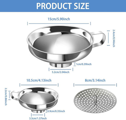 3-Pack - Funnels - Stainless Steel - Kitchen Funnels - Jam Can Funnels - Image 6
