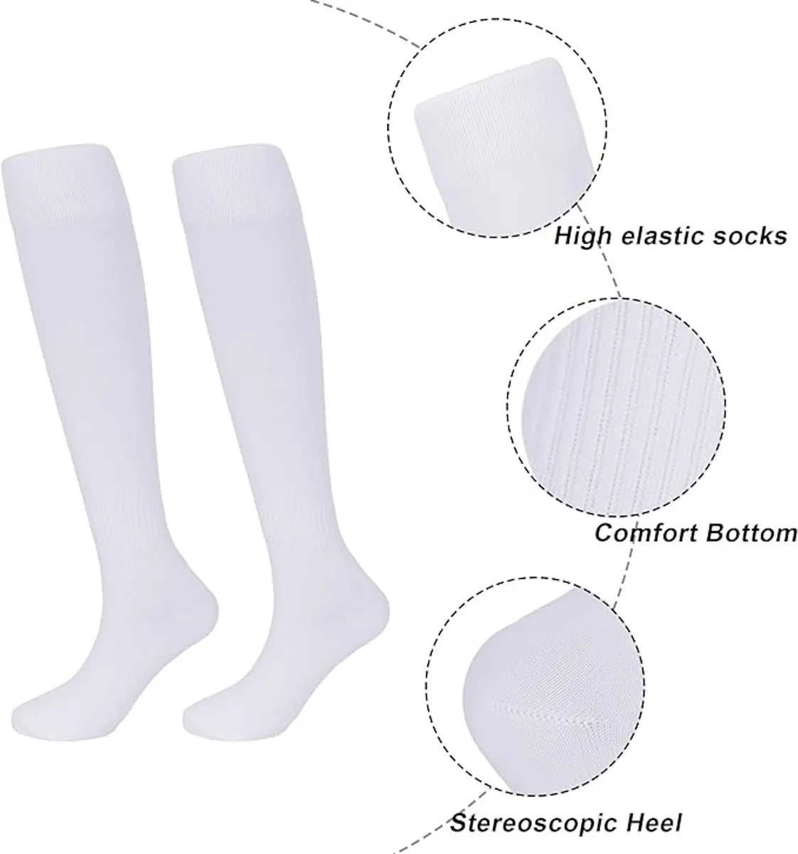 Socks - Sports Socks - Anti-Slip Thickened - Football Socks - Training Socks - Breathable and Sweat-Wicking Socks - White - Sizes 37-44 - Image 3