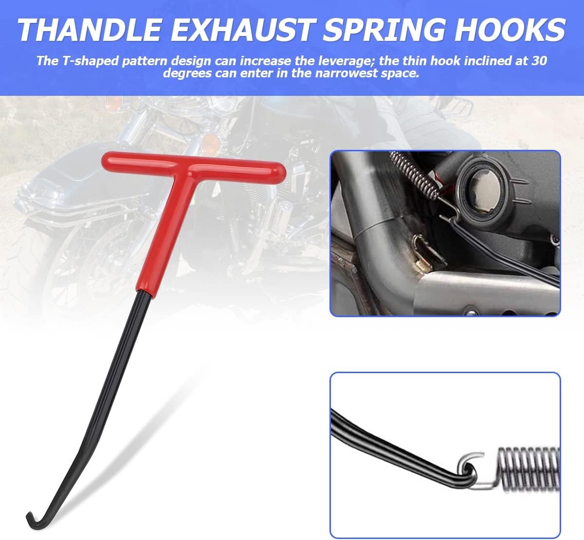 Brake Spring Hook - 2-Piece Set - Exhaust Spring Puller - Motorcycle | Bicycle | Spring Puller - Special T-Shaped Tool - Image 4