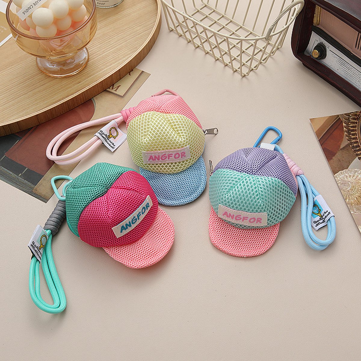 Storage Bag - Dopamine-Colored Mesh Bag - Travel Bag - Wallet - Headphone Bag - Keychain - Image 2