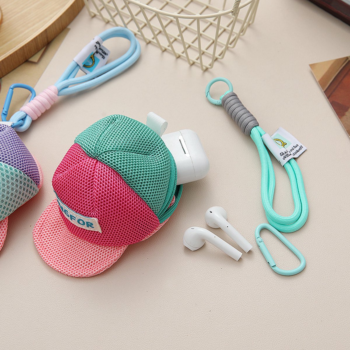 Storage Bag - Dopamine-Colored Mesh Bag - Travel Bag - Wallet - Headphone Bag - Keychain - Image 3