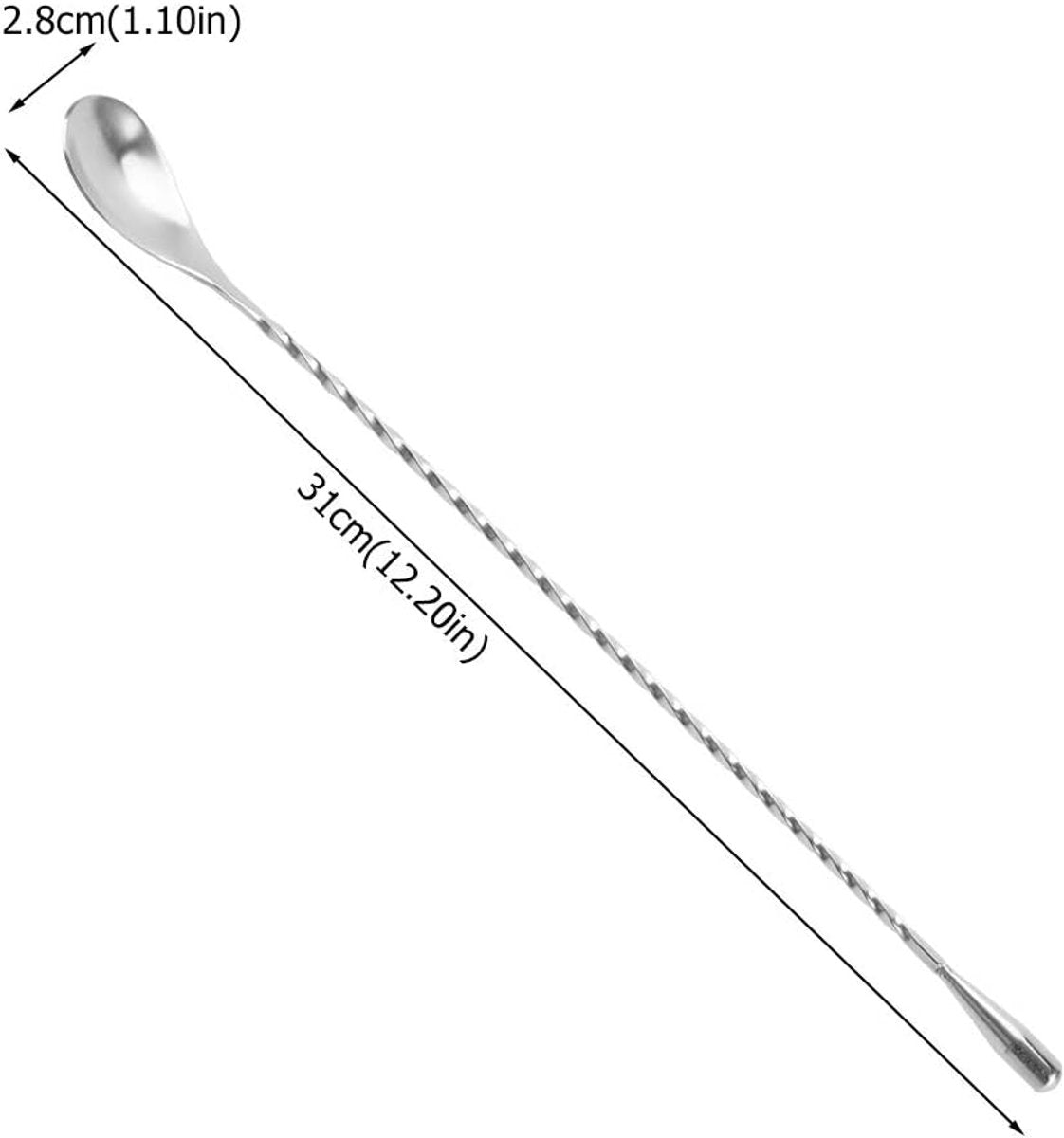 Stirring Spoons - 2 Pack - Stainless Steel Cocktail Spoons - 30cm Stainless Steel Cocktail Spoons - Long Handle Cocktail Mixer with Spiral Design - Suitable for bars, kitchens and other occasions. - Image 2