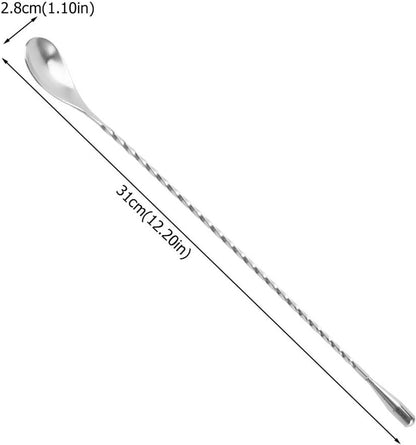 Stirring Spoons - 2 Pack - Stainless Steel Cocktail Spoons - 30cm Stainless Steel Cocktail Spoons - Long Handle Cocktail Mixer with Spiral Design - Suitable for bars, kitchens and other occasions. - Image 2