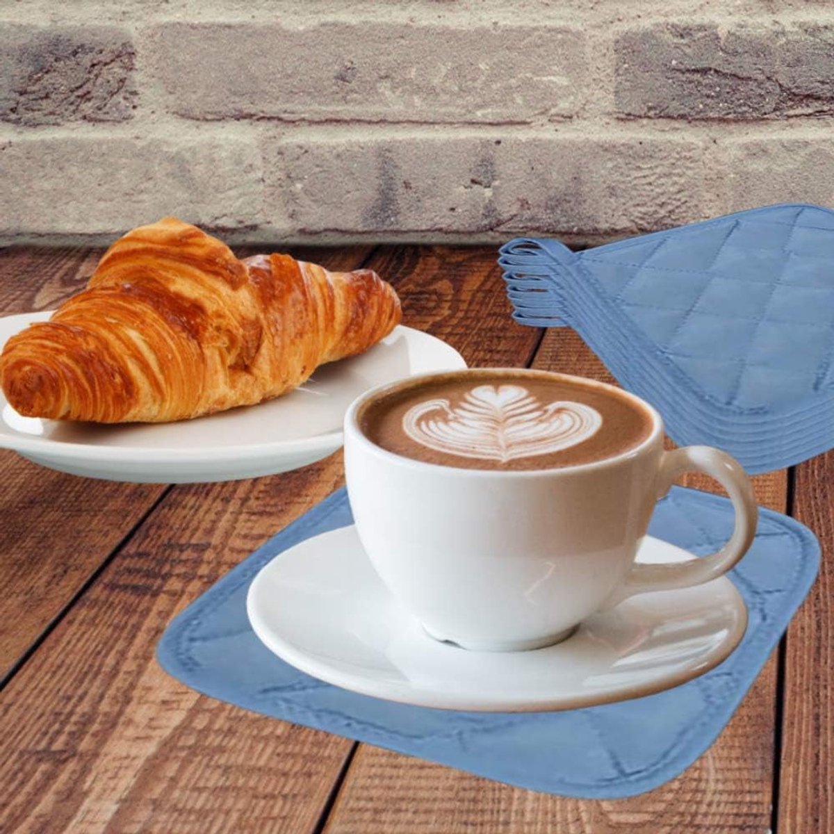 Placemat - Set of 5 Insulation Mats for the Kitchen - Heat Resistant Insulation Mats - Large Coasters for Daily Cooking and Baking (Dimensions: 6.5 x 6.5 Inches, Color: Blue) - Image 6