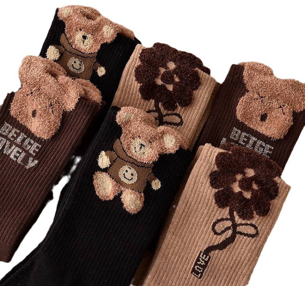 Socks 3-pack - House socks - fluffy socks - Casual socks - Indoor & Outdoor Wearable - Soft & Warm - socks men - socks women - Unisex Women - Size 36 to 42 - Black Bear - Image 5