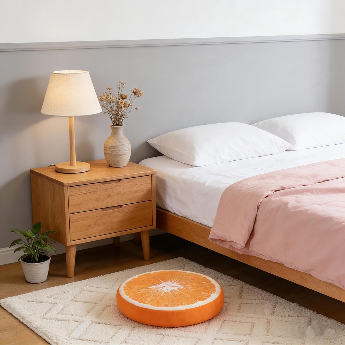 Round decorative cushion - soft filled cushion - play cushion - 40 cm - orange - suitable for sofas, chairs, floors, armchairs - Image 2