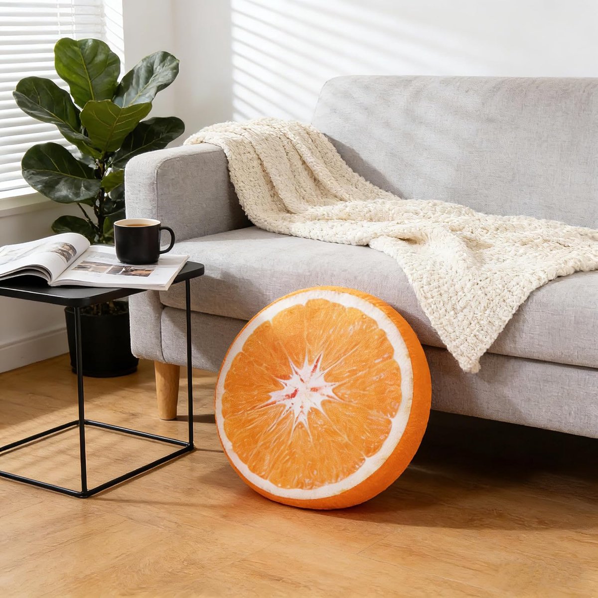 Round decorative cushion - soft filled cushion - play cushion - 40 cm - orange - suitable for sofas, chairs, floors, armchairs - Image 3