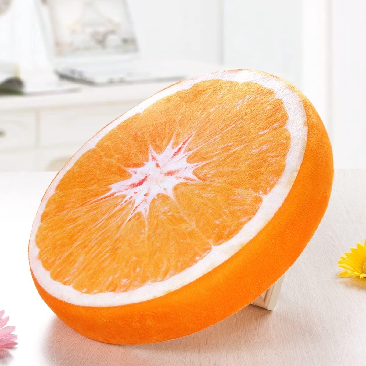 Round decorative cushion - soft filled cushion - play cushion - 40 cm - orange - suitable for sofas, chairs, floors, armchairs - Image 6