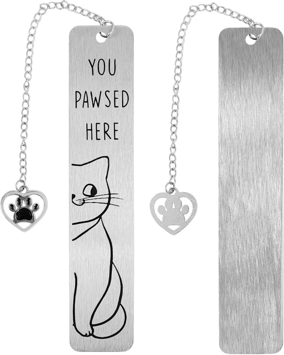 Bookmarks - Set of 2 - Cat Bookmarks - Cute Bookmarks - Bookmark Gifts for Book Lovers - Reading Bookmarks - Gifts for Boys, Girls, Kids & Friends - Cool School Supplies & Reading Gift - Stainless Steel - Image 2