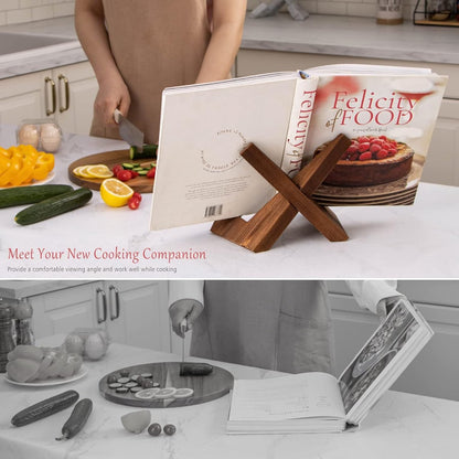 Recipe Rack - Wooden Recipe Shelf - Cookbook Rack - Multifunctional Display Rack - Kitchen Decoration - Brown - Image 4