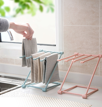 Storage Rack (Set of 2) - Kitchen Storage Rack - Space-Saving - Folding Rack - With 4 Supports, Corrosion-Resistant, Suitable for Storing Dishcloths, Cups and Baby Bottles - PP Material (Blue) - Image 4