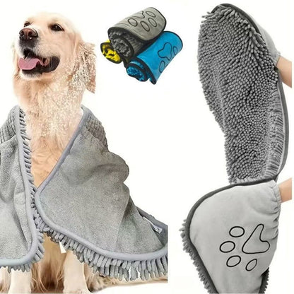 Dog Towel - Quick-drying dog towel - Super absorbent dog towel - Bath towel for dogs - Comfortable paw pockets - Suitable for indoor and outdoor use - Durable material - Machine washable (Gray, 62 x 25 cm) - Image 4