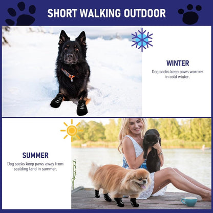 4-piece set of non-slip dog socks - Dog socks with adjustable shoulder straps - Cotton dog socks suitable for small and large dogs - Waterproof - Non-slip - Dog shoes (S) - Image 4