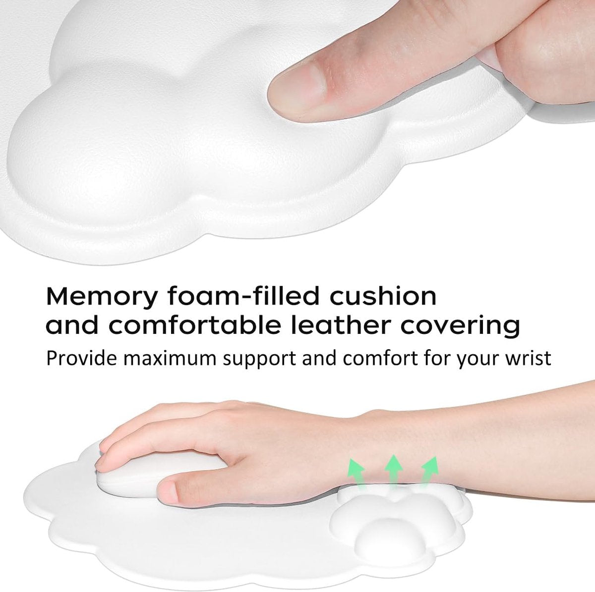 Mouse Pad - Mouse Pad with Wrist Rest - Ergonomic Mouse Pad - Mouse Pad with Leather Surface, Suitable for Computers, Laptops, Office, Home and Travel, with Non-Slip Bottom - White - Image 3