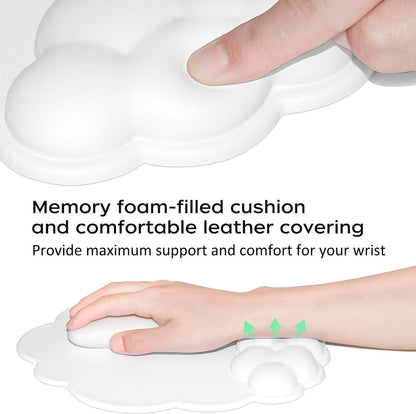 Mouse Pad - Mouse Pad with Wrist Rest - Ergonomic Mouse Pad - Mouse Pad with Leather Surface, Suitable for Computers, Laptops, Office, Home and Travel, with Non-Slip Bottom - White - Image 3