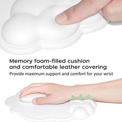 Mouse Pad - Mouse Pad with Wrist Rest - Ergonomic Mouse Pad - Mouse Pad with Leather Surface, Suitable for Computers, Laptops, Office, Home and Travel, with Non-Slip Bottom - White - Image 3