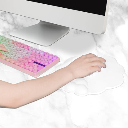 Mouse Pad - Mouse Pad with Wrist Rest - Ergonomic Mouse Pad - Mouse Pad with Leather Surface, Suitable for Computers, Laptops, Office, Home and Travel, with Non-Slip Bottom - White - Image 5