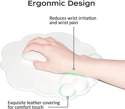 Mouse Pad - Mouse Pad with Wrist Rest - Ergonomic Mouse Pad - Mouse Pad with Leather Surface, Suitable for Computers, Laptops, Office, Home and Travel, with Non-Slip Bottom - White - Image 8