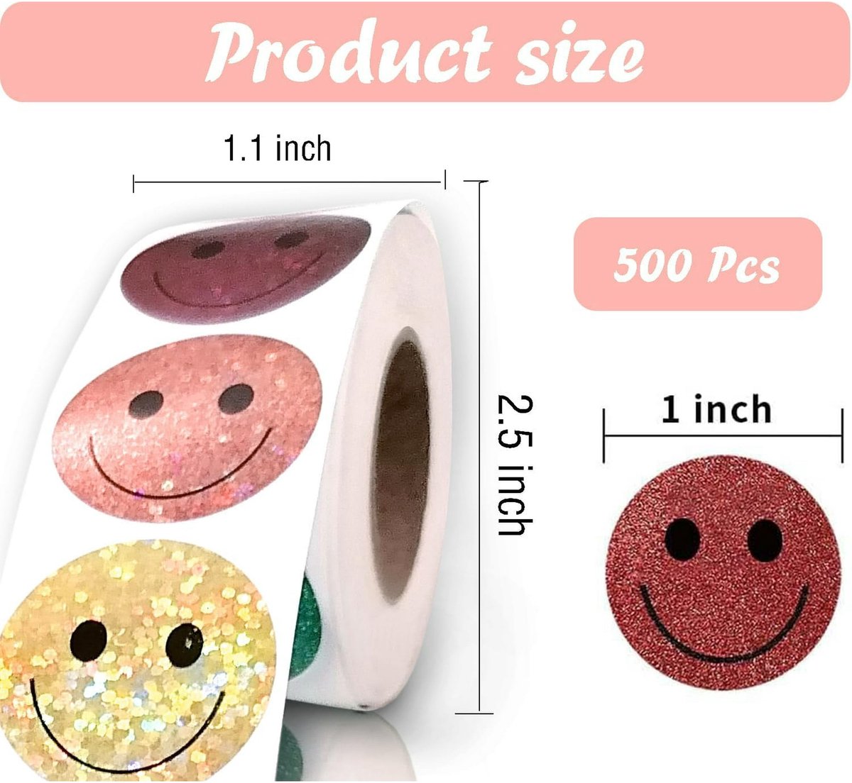 Glitter Dot and Smiley Face Stickers - Smiley Face Stickers for Kids - 500 Sheets of 1" Sheets, 10 Sheets of Colorful Glitter Dots and Glitter Stickers - School Planner - Classroom Supplies for Teachers - Image 5