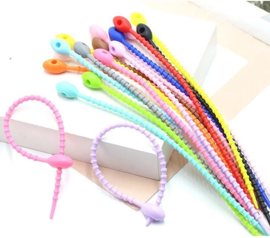 Cable Ties - Tyraps | Tie Wraps - 30 reusable silicone cable ties, 15 cm long with locking mechanism, suitable for home, office, kitchen, school, etc., assorted colors randomly selected