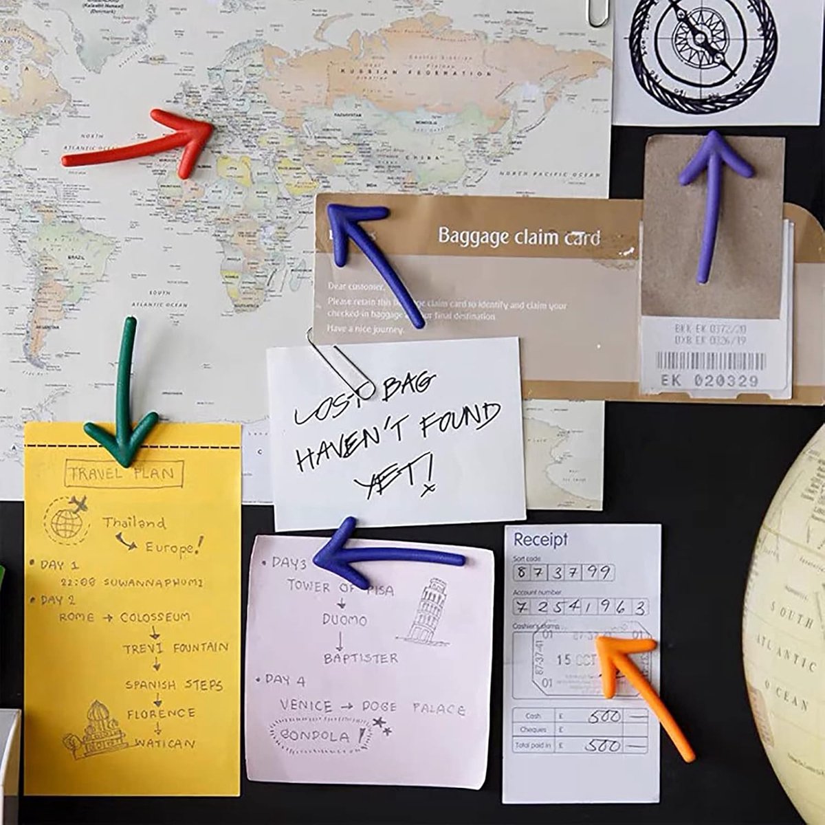 3D Arrow-Shaped Magnetic Notes - Fridge Magnets - 12-Piece Set for Whiteboard & Fridge - 2 Pieces in Each Color - Image 4