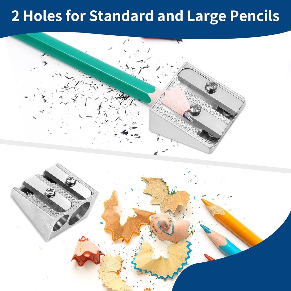 Set of 3 Metal Pencil Sharpeners - Suitable for Children - Colored Pencils - Cosmetics - Lip Liner and Eyeliner - Home - School & Office Supplies - Image 4