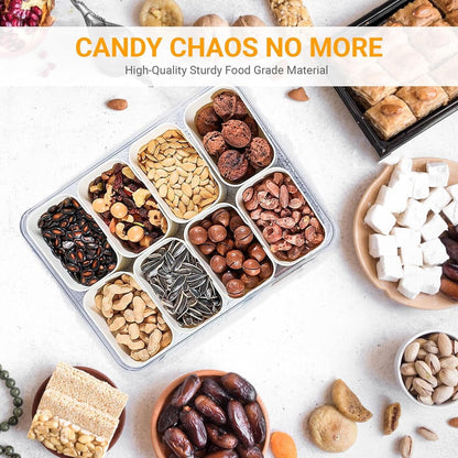 Snack Boxes - Divided trays with lids and handles - Transparent snack boxes for fruit, snacks, sweets and nuts - Ideal for parties and picnics (pack of 2) - Image 3