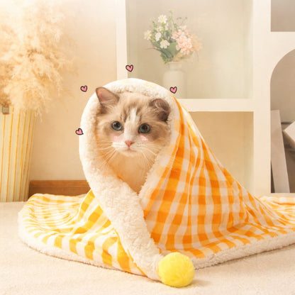 Pet Mat - Soft Pet Blanket - Warm Plush Blanket for Dogs and Cats - Comfortable & Cozy Sleep Blanket - 55*45cm - Yellow - Image 3