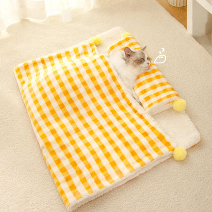 Pet Mat - Soft Pet Blanket - Warm Plush Blanket for Dogs and Cats - Comfortable & Cozy Sleep Blanket - 55*45cm - Yellow - Image 4