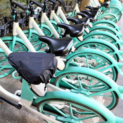 Waterproof Bicycle Saddle Cover with Drawstring - Black - Universal Size 24x27 cm - Protects Against Rain & Dirt - Image 3