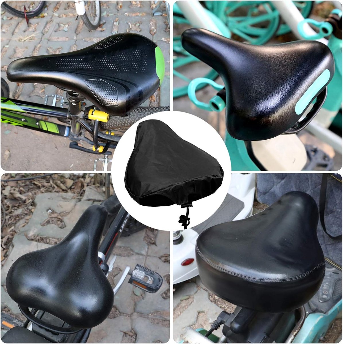 Waterproof Bicycle Saddle Cover with Drawstring - Black - Universal Size 24x27 cm - Protects Against Rain & Dirt - Image 5