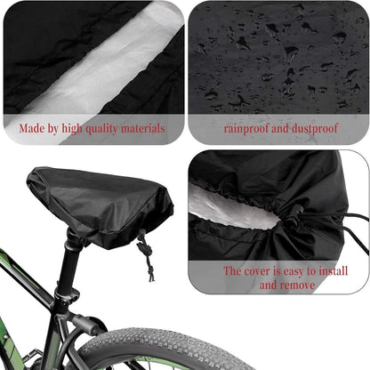 Waterproof Bicycle Saddle Cover with Drawstring - Black - Universal Size 24x27 cm - Protects Against Rain & Dirt - Image 7