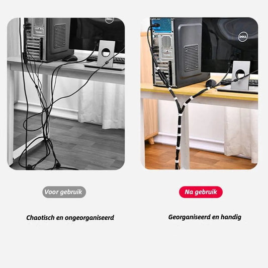 Cable Organizer with Velcro - Cable Ties for Data Cables - Reusable Straps - For storing mobile phone cables, laptop cables and chargers (Gray roll, 5 meters * 1.2 cm) - Image 4