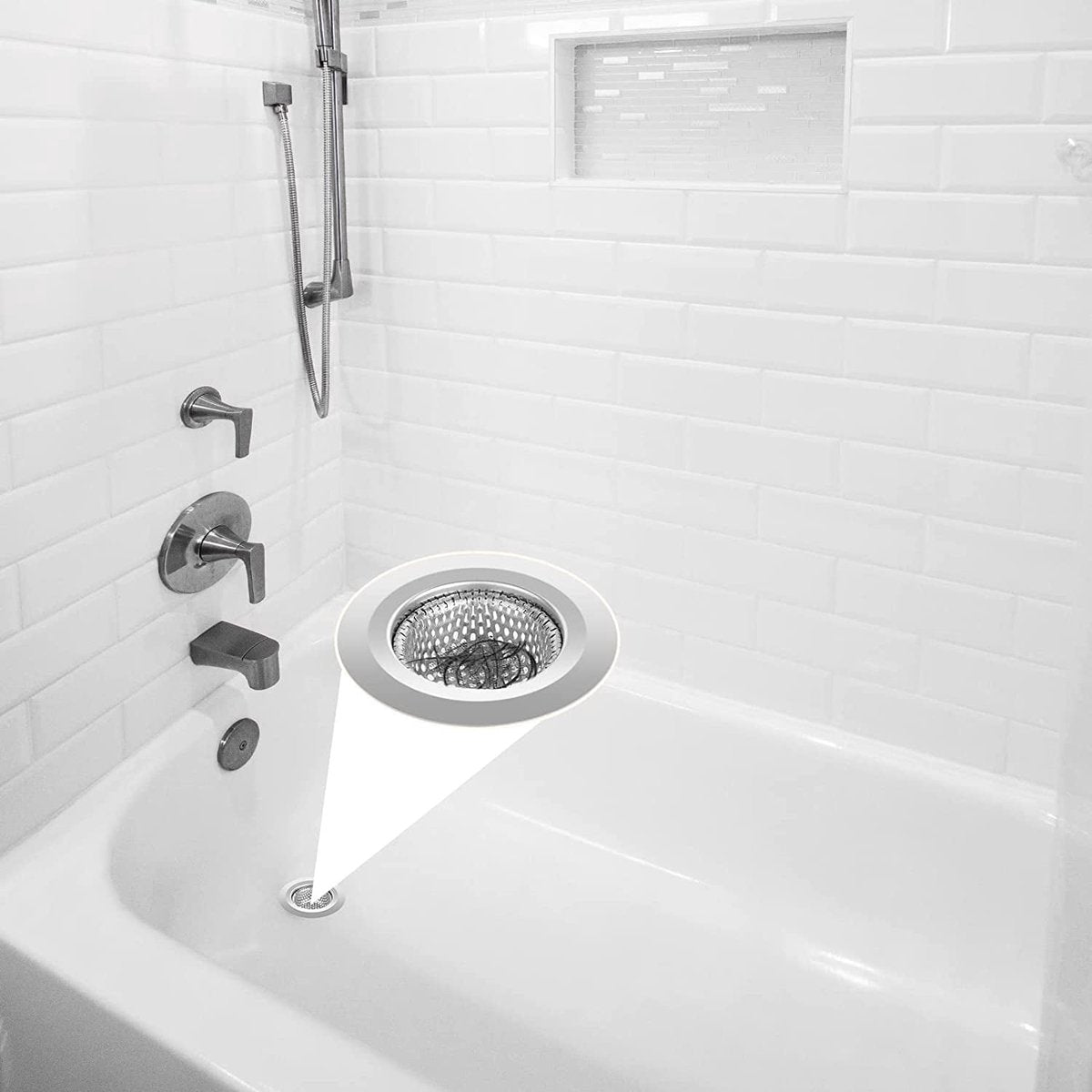 Drain Filter - 2-Piece - 2.79-Inch - Stainless Steel Shower/Bathtub Drain Cover - Bathtub Drain Filter, Suitable for Bathroom Vanities, Sinks, and Floor Drains - Image 3