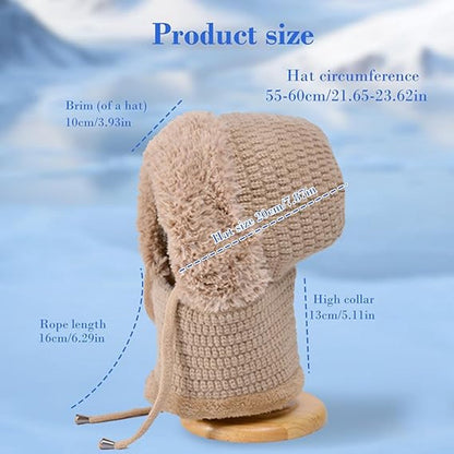 3-in-1 Insulated Hat, Scarf & Face Mask - Ski Face Mask - Warm Knitted Windproof Headband/Scarf for Fall/Winter - Suitable for Skiing, Hiking and Other Outdoor Sports - Khaki - Image 3