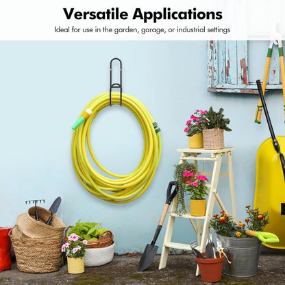 Garden Hose Hanging System - Wall Mount for Neat Storage - Stainless Steel Frame - Black - Image 2