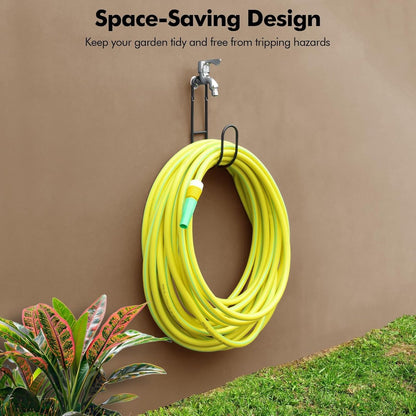 Garden Hose Hanging System - Wall Mount for Neat Storage - Stainless Steel Frame - Black - Image 3