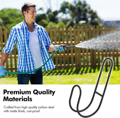 Garden Hose Hanging System - Wall Mount for Neat Storage - Stainless Steel Frame - Black - Image 4