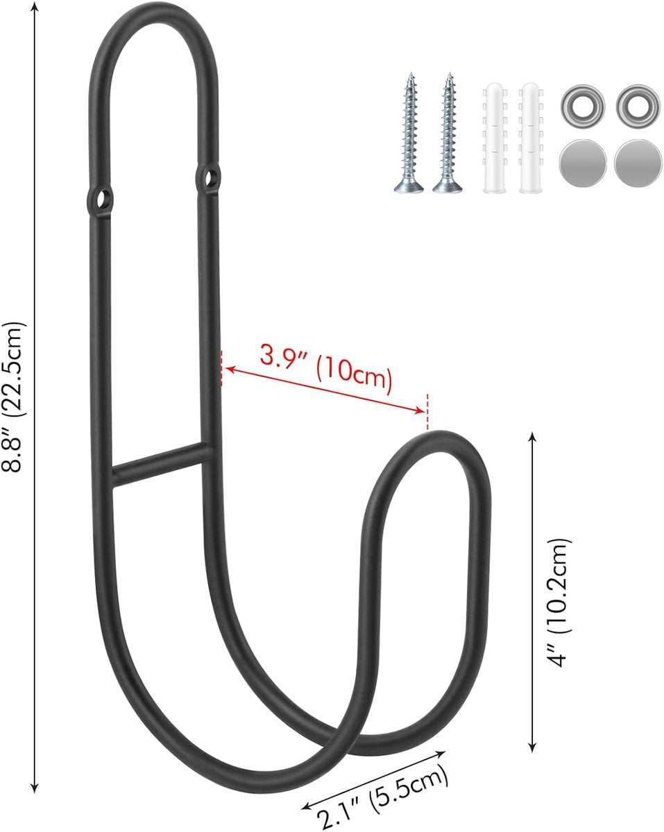 Garden Hose Hanging System - Wall Mount for Neat Storage - Stainless Steel Frame - Black - Image 6