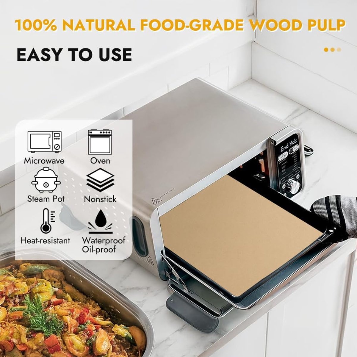 Baking Paper - 12-inch Airfryer Baking Paper - 200 Sheets - Disposable Airfryer Liner - Oven Accessory with Hinged Lid - Image 3